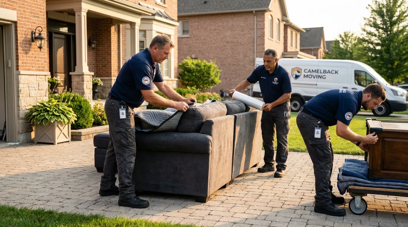 Large estate moving crew wrapping furniture in Llano, TX